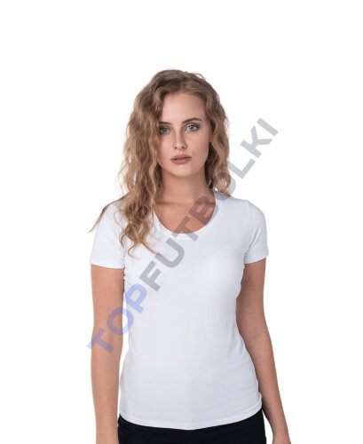 Белая женская футболка с лайкрой