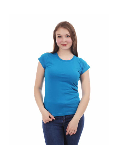 Бирюзовая женская футболка оптом - Бирюзовая женская футболка оптом