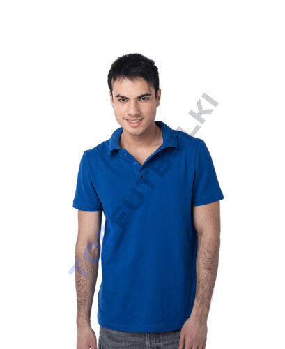 Синяя рубашка ПОЛО с эластаном мужская оптом - Синяя рубашка ПОЛО с эластаном мужская оптом