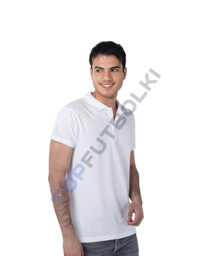 Белая рубашка ПОЛО с эластаном мужская оптом - Белая рубашка ПОЛО с эластаном мужская оптом