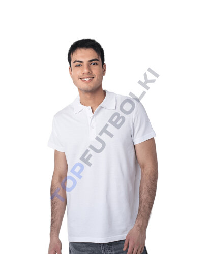 Белая рубашка ПОЛО с эластаном мужская оптом - Белая рубашка ПОЛО с эластаном мужская оптом