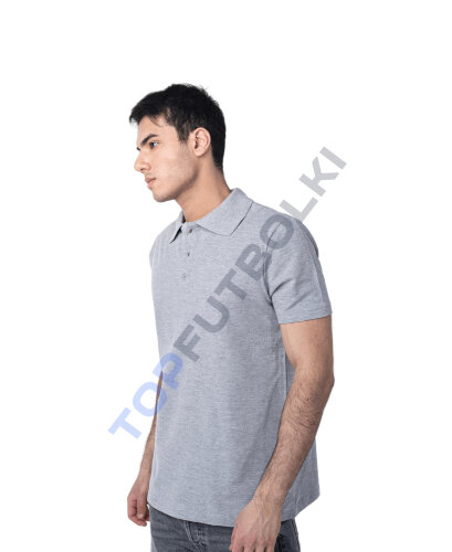 Мужская рубашка ПОЛО с эластаном серый меланж оптом - Мужская рубашка ПОЛО с эластаном серый меланж оптом