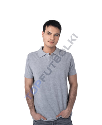 Мужская рубашка ПОЛО с эластаном серый меланж оптом - Мужская рубашка ПОЛО с эластаном серый меланж оптом
