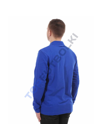 Синяя рубашка ПОЛО с длинным рукавом мужская оптом - Синяя рубашка ПОЛО с длинным рукавом мужская оптом